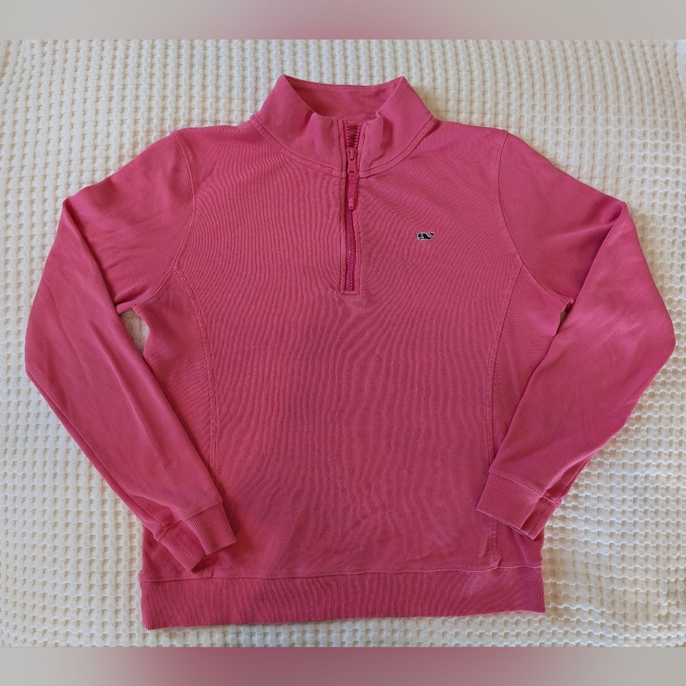 Vineyard Vines Solid Pink Quarter Zip Pullover Sw… - image 1